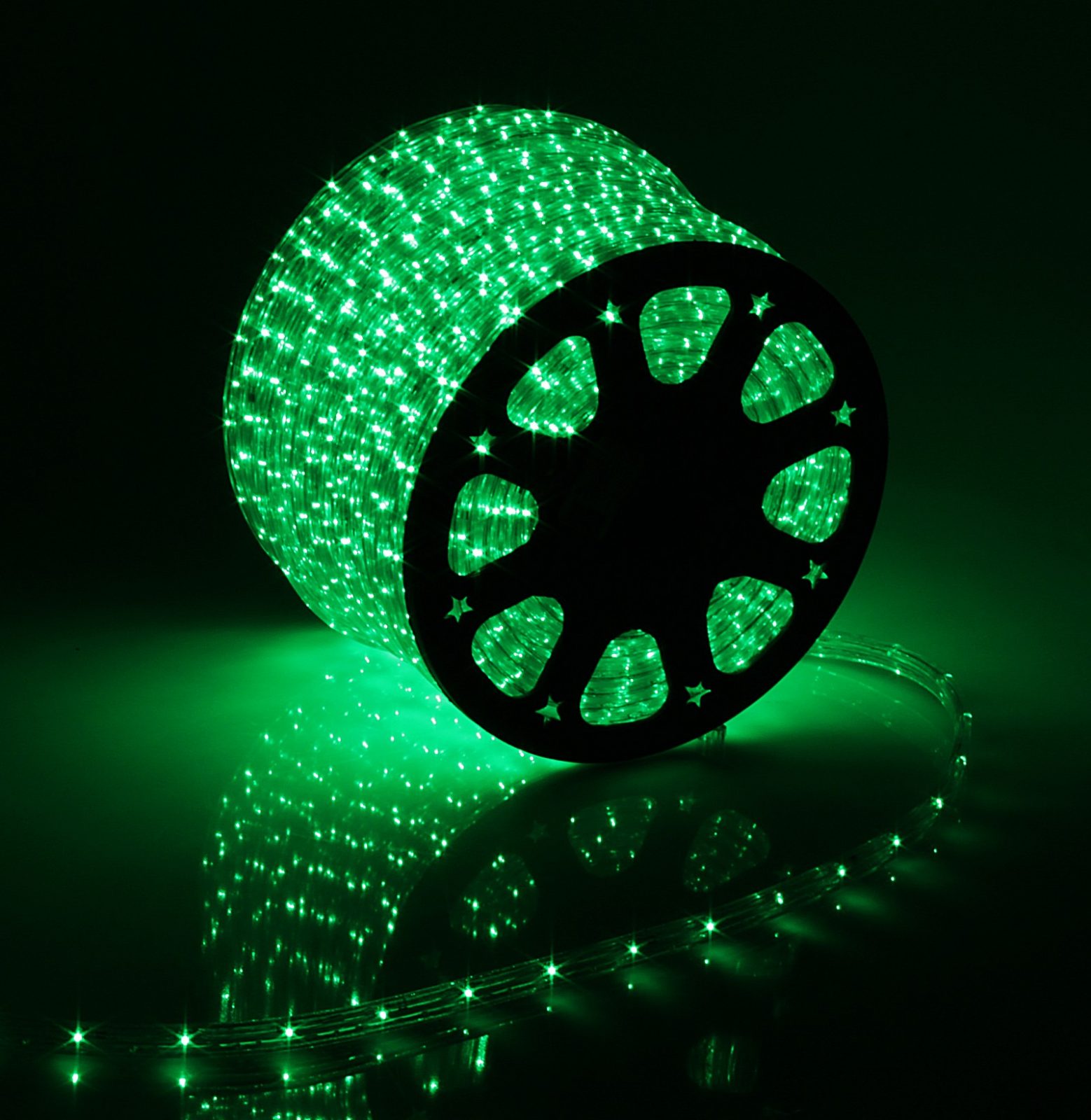 752957 Дюралайт 11х18 мм, квадратн, 100 м, чейзинг, 3W-LED/м-36-220V в компл. набор д/подкл. Зелен.